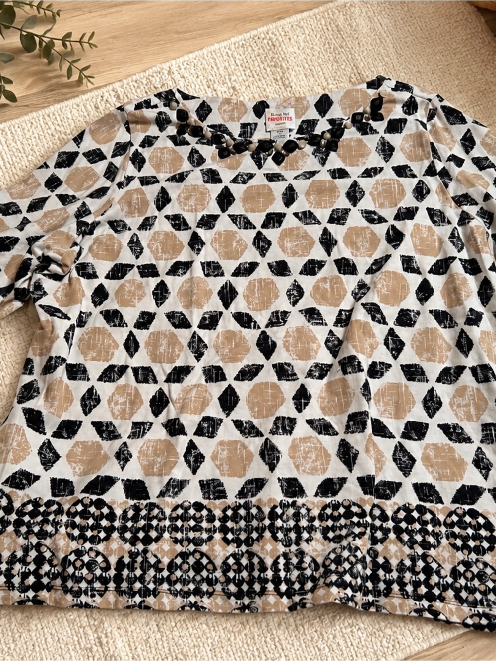 Ruby Rd. Beige & Black Geometric Tunic